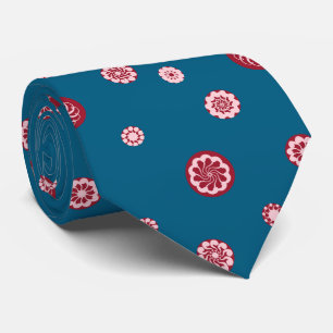 Rose Gold Black Polka Dot Circles Geometric Floral Tie