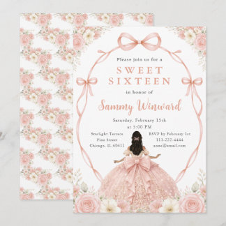 Rose Gold Black Princess Sweet Sixteen Invitation