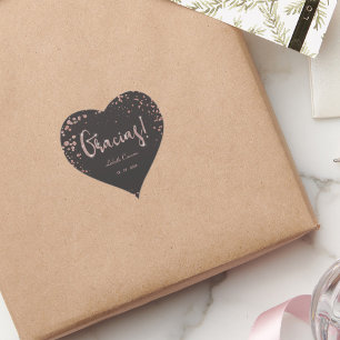Rose Gold Black Quinceanera Gracias Trendy Heart Sticker
