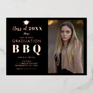 Rose Gold & Black Real Foil Graduation Party BBQ