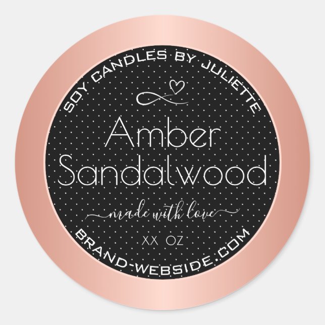 Rose Gold Black Soy Wax Candles Packaging Labels (Front)