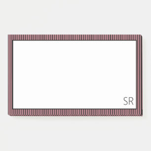 Rose Gold Black Striped Border Monogram Post-it Notes