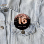 Rose Gold Black Sweet 16th Birthday Party 7.5 Cm Round Badge<br><div class="desc">Rose gold black sweet 16th birthday party button,  to decorate the birthday party tables.</div>