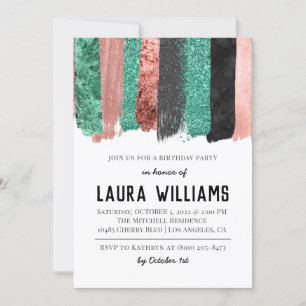 Rose Gold & Black Tape Birthday Invitation