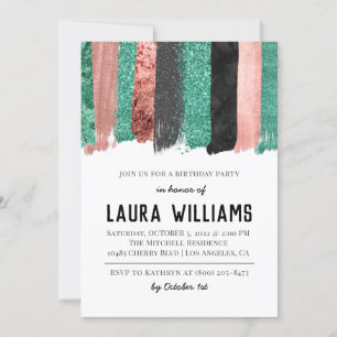 Rose Gold & Black Tape Birthday Invitation