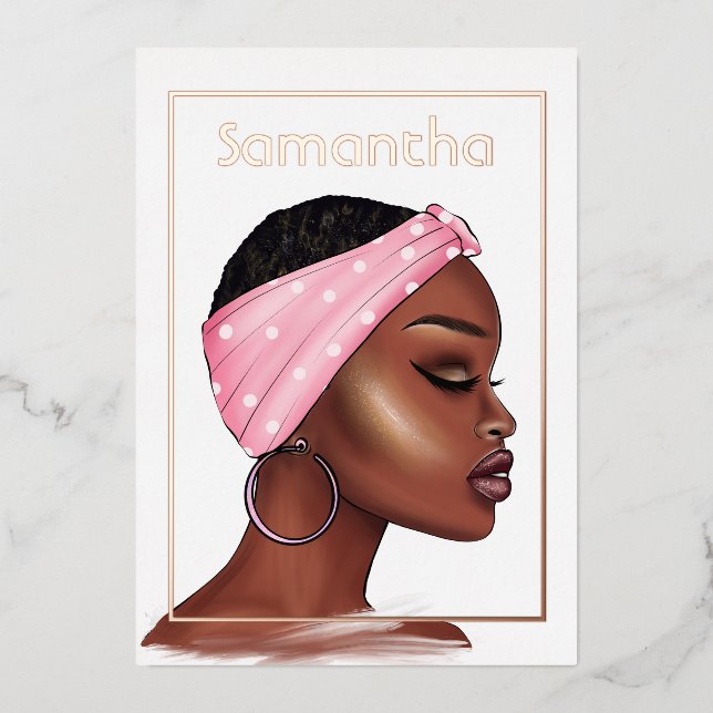 Rose Gold Black Woman Birthday Party (Front)