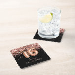 Rose Gold Blacki Sweet 16th Birthday Party Paper Coaster<br><div class="desc">Rose gold black sweet 16th birthday party paper coasters square to decorate the birthday party tables.</div>