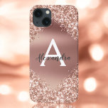 Rose Gold Bling Luxury Sparkle Glitter Monogram Ca iPhone 13 Case<br><div class="desc">Blush Pink - Rose Gold Bling Ombre Sparkle and Faux Metallic Foil Glitter Girly Modern Monogram First Name and Initial Smart Phone Case. Please contact the designer for matching items</div>
