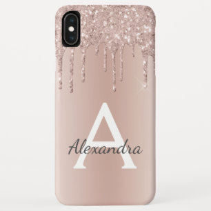 Rose Gold Bling Luxury Sparkle Glitter Monogram iPhone XS Max Case