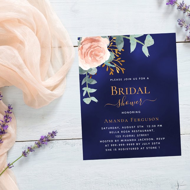 Rose gold blue Bridal Shower invitation (Creator Uploaded)