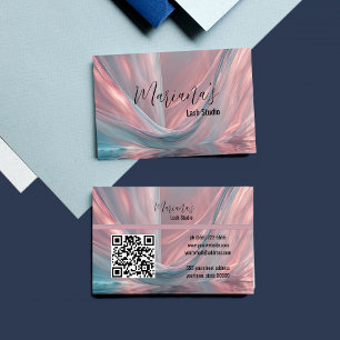 Rose Gold Blue Drapes Modern Business Card