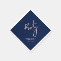 Rose Gold & Blue Forty Adult 40th Birthday Party