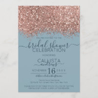Rose Gold Blue Glitter Confetti Bridal Shower