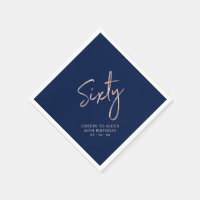 Rose gold & Blue Sixty Adult 60th Birthday Party