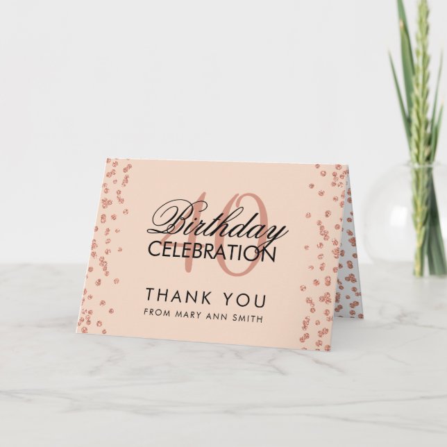 Rose Gold Blush 40th Birthday Thank you Confetti (Front)