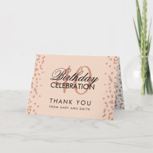 Rose Gold Blush 40th Birthday Thank you Confetti Card