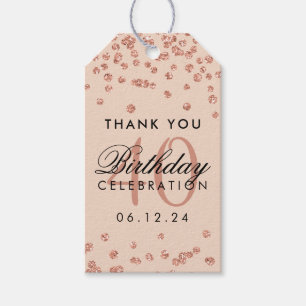Rose Gold Blush 40th Birthday Thank You Confetti Gift Tags