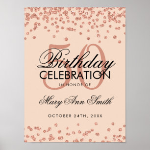 Rose Gold Blush 50th Birthday Glitter Confetti Poster