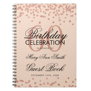 Rose Gold Blush 60th Birthday Guest Book Confetti