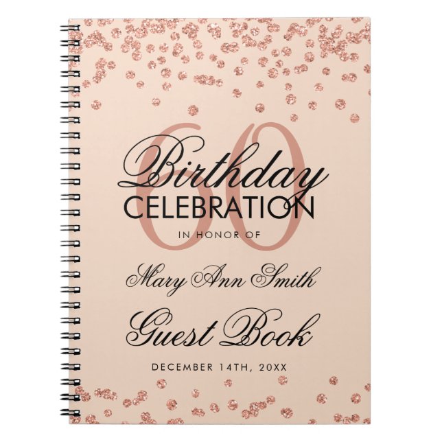 Rose Gold Blush 60th Birthday Guest Book Confetti (Front)