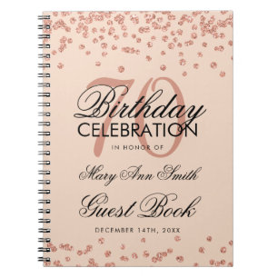 Rose Gold Blush 70th Birthday Guest Book Confetti