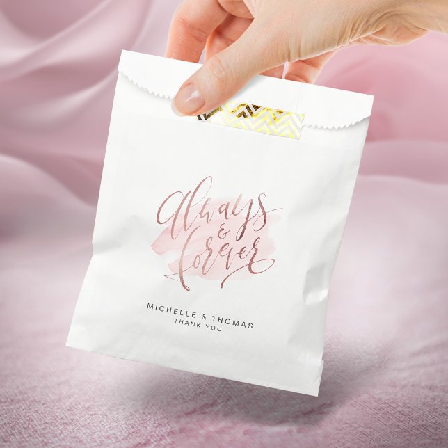 Rose Gold Blush Always And Forever Script Wedding Favour Bag (Rose Gold Blush Always And Forever Script Wedding Favor Bag)
