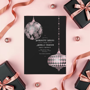 Rose Gold, Blush and Black Christmas Bachelorette Invitation