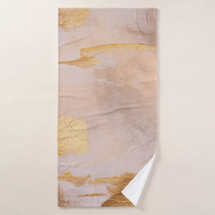 Rose Gold Blush and Gold Texture Bath Towel Set