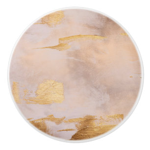 Rose Gold Blush and Gold Texture Ceramic Knob