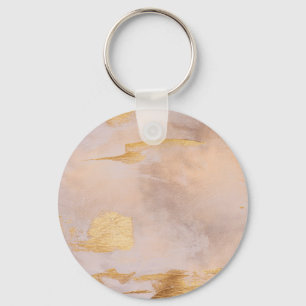 Rose Gold Blush and Gold Texture Key Ring