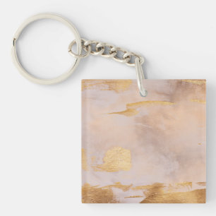 Rose Gold Blush and Gold Texture Key Ring