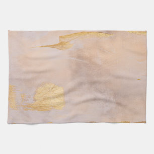 Rose Gold Blush and Gold Texture Tea Towel