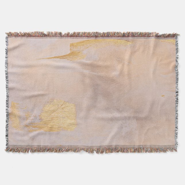 Rose Gold Blush and Gold Texture Throw Blanket (Front)