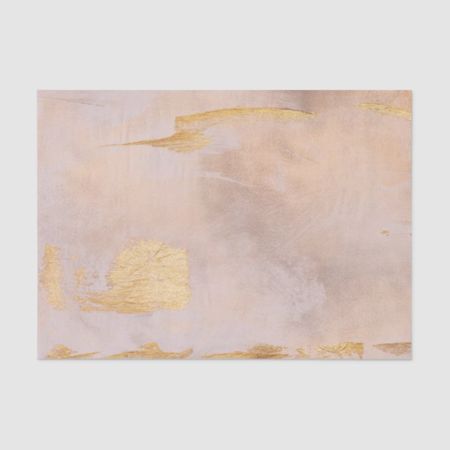 Rose Gold Blush and Gold Texture Tissue Paper (Front)