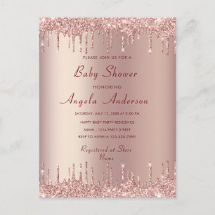 Rose Gold Blush Baby Girl Shower Invitation Card