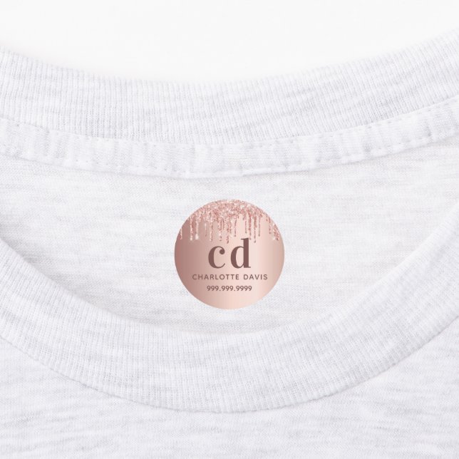 Rose gold blush drips monogram initials (Affixed)
