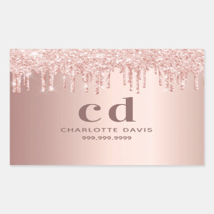 Rose gold blush drips name rectangular sticker