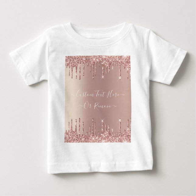 Rose Gold Blush Drips Text Name Baby T-Shirt Gift (Front)
