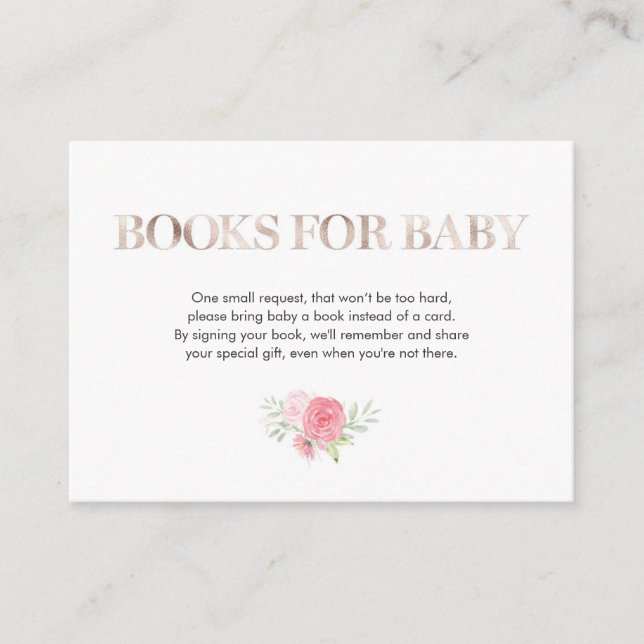 Rose Gold Blush Floral Baby Shower Insert Card (Front)