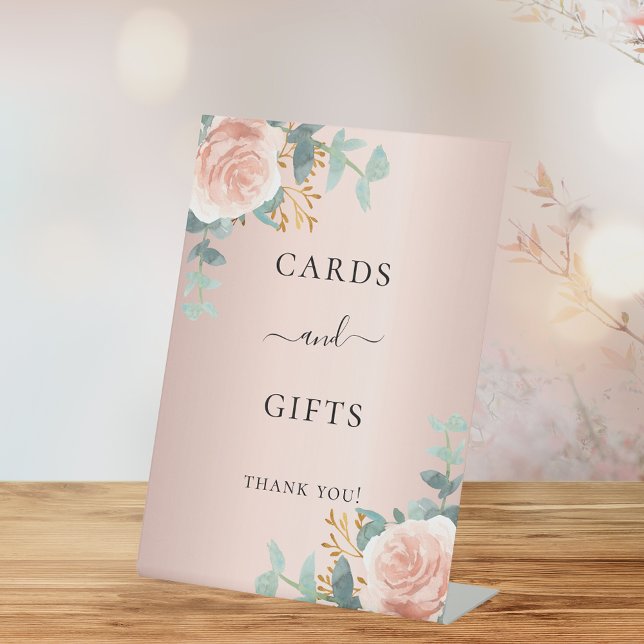 Rose gold blush floral eucalyptus cards gifts sign (Creator Uploaded)