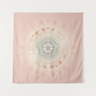 Rose Gold Blush Floral Mandala Tapestry