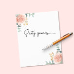 Rose gold blush flowers party games<br><div class="desc">A white background,   decorated with rose gold,  blush flowers and eucalyptus greenery.  For party games,  stationary,  office</div>