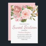 Rose Gold & Blush Flowers Sweet 16 Invite<br><div class="desc">Rose Gold & Blush Flowers Sweet 16 Invite
See matching collection In Niche and Nest Store</div>
