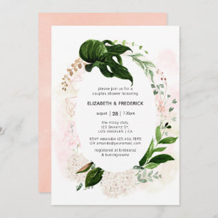 Rose Gold Blush Geometric Greenery Couples Shower Invitation