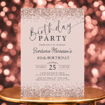 Rose Gold Blush Glitter Any Age 80th Birthday Invitation<br><div class="desc">Celebrate 80 years of love and memories with this Rose Gold Blush Glitter Any Age Birthday Invitation! Featuring a soft blush background with sparkling faux rose gold glitter accents, this invitation blends timeless beauty with modern glam. Perfect for an elegant 80th birthday—or any age—this editable design lets you customise the...</div>