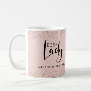 Rose Gold Blush Glitter Boss Lady Personalised Coffee Mug