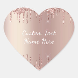 Rose Gold Blush Glitter Custom Text Gift Sticker