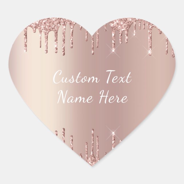 Rose Gold Blush Glitter Custom Text Gift Sticker (Front)