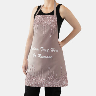 Rose Gold Blush Glitter Custom Text Name Apron
