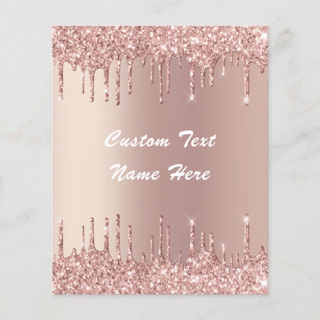 Rose Gold Blush Glitter Custom Text Name Flyer (Front)